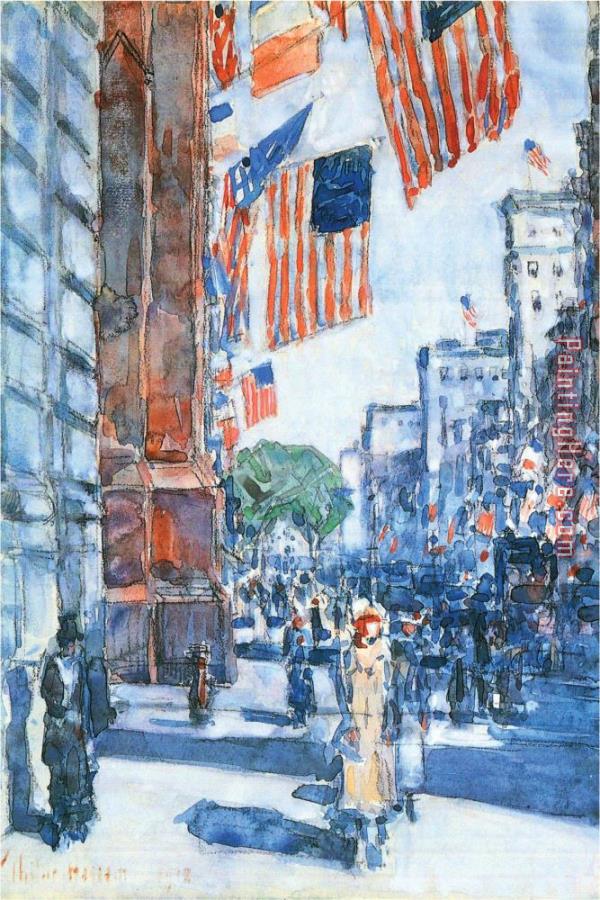 childe hassam Flags Fifth Avenue